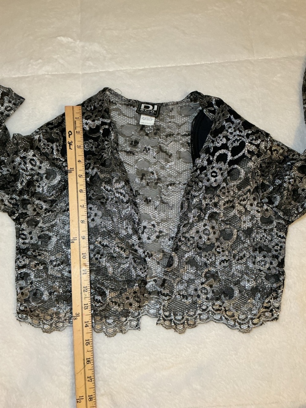 Silver Lace Cropped Bolero Shrug - Picture 9 of 10